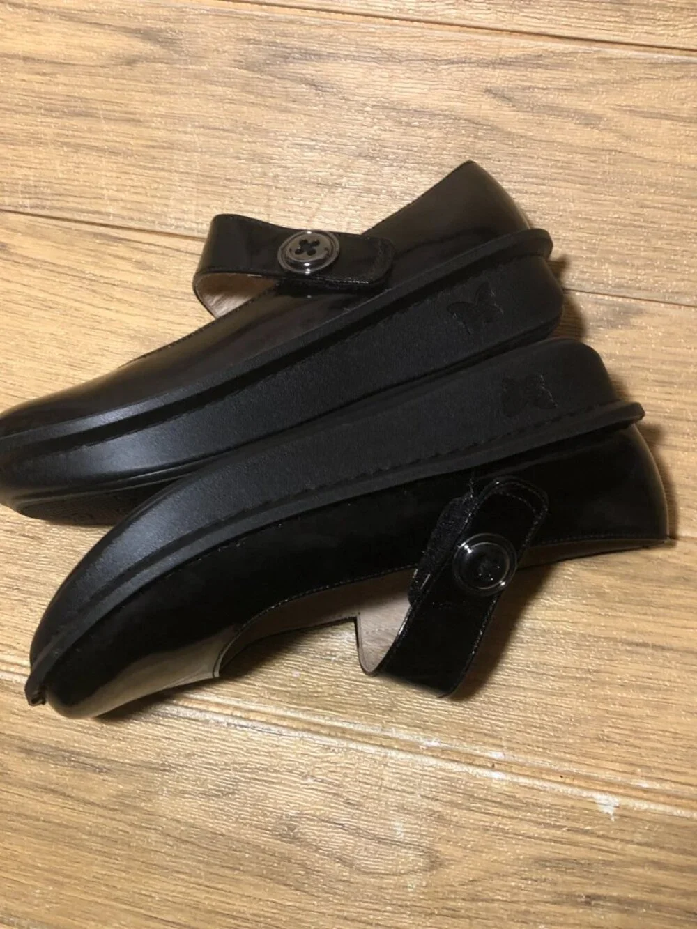 Alegria women patent leather black Chunky mary jane shoes, Style Paloma, 9.5